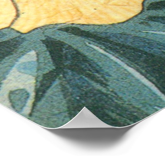 芙 蓉 い 鳥, 広 Hibiscus en Blue Bird, Hiroshige Poster (Hoek)