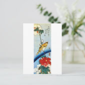 芙 蓉 鳥, 広 重 Bird & Mutabilis, Hiroshige, Ukiyo-e Briefkaart (Staand voorkant)