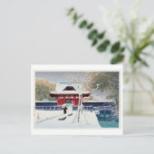 芝 公 の 雪, sneeuw op Shiba Park, Tokyo, Hasui Kawase Briefkaart (Staand voorkant)