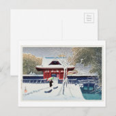芝 公 の 雪, sneeuw op Shiba Park, Tokyo, Hasui Kawase Briefkaart (Voorkant / Achterkant)