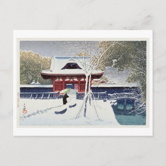 芝 公 の 雪, sneeuw op Shiba Park, Tokyo, Hasui Kawase Briefkaart (Voorkant)