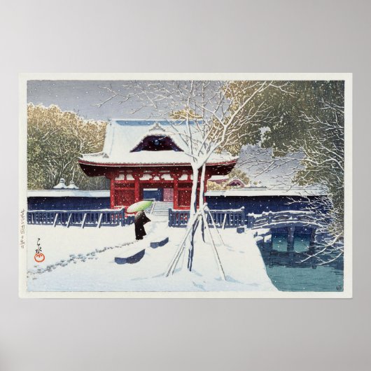 芝 公 の 雪, sneeuw op Shiba Park, Tokyo, Hasui Kawase Poster (Voorkant)