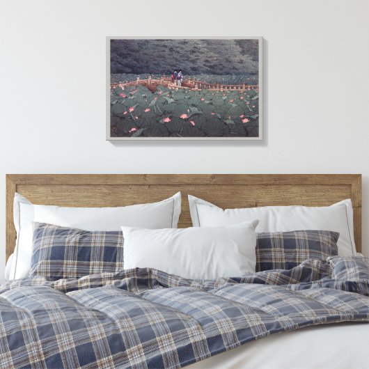 芝 天, 川 瀬, Benten Pond Lotus, Hasui Kawase Canvas Afdruk (Insitu (Slaapkamer))