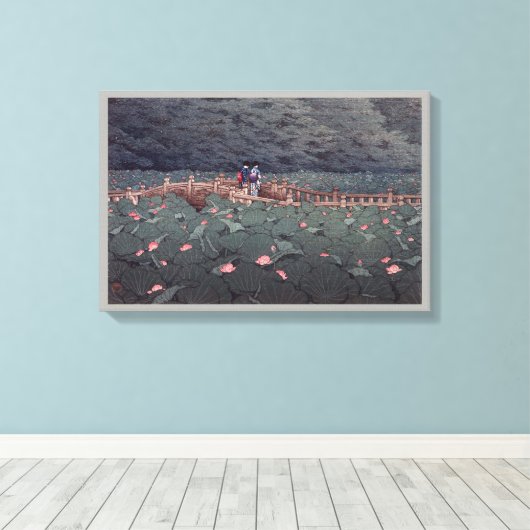 芝 天, 川 瀬, Benten Pond Lotus, Hasui Kawase Canvas Afdruk (Insitu (Houten vloer))