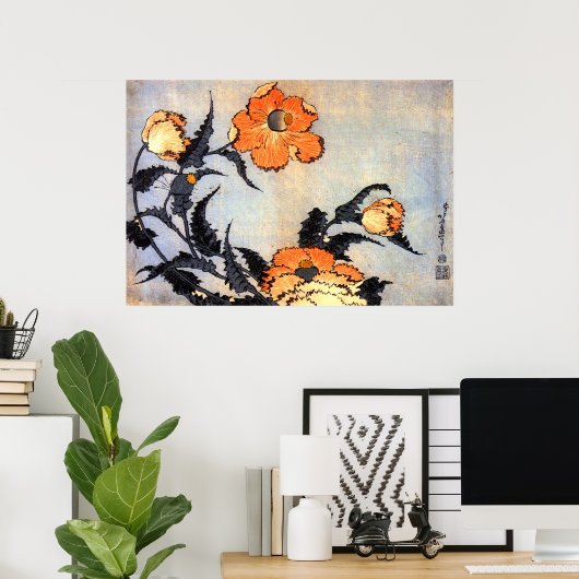 芥 子 花, 北 斎 Poppies, Hokusai, Ukiyoe Poster (Thuiskantoor)