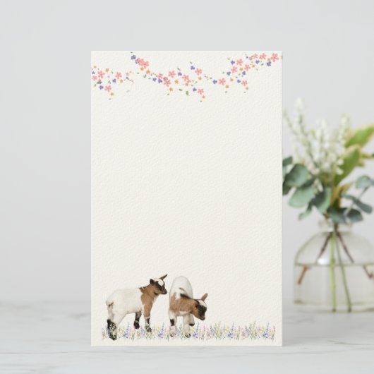 花とかわいい子ヤギ♡ BRIEFPAPIER (Staand voorkant)
