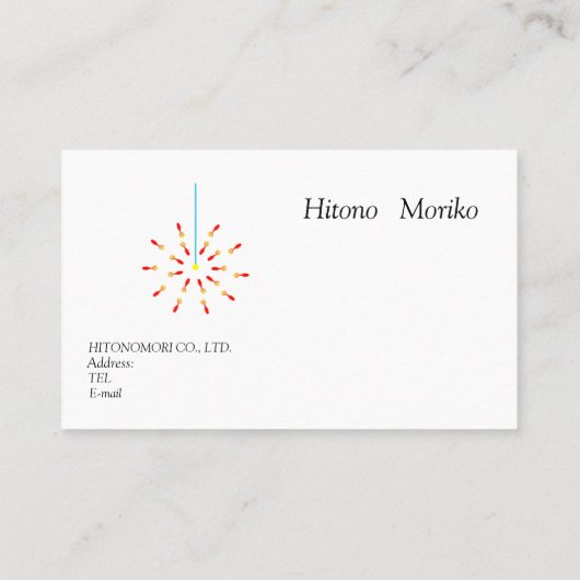 花火のイラスト、線香花火、金魚模様の花火、名刺 VISITEKAARTJE (Achterkant)