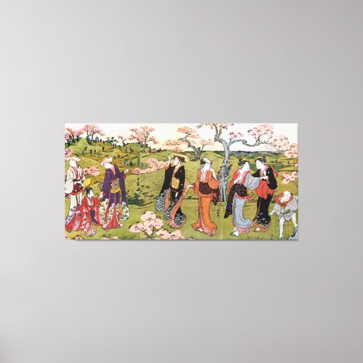 花 見, 清 Ventilator, Kiyonaga, Ukiyo-e Canvas Afdruk (Voorkant)