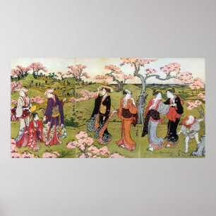 花 見, 清 Ventilator, Kiyonaga, Ukiyo-e Poster
