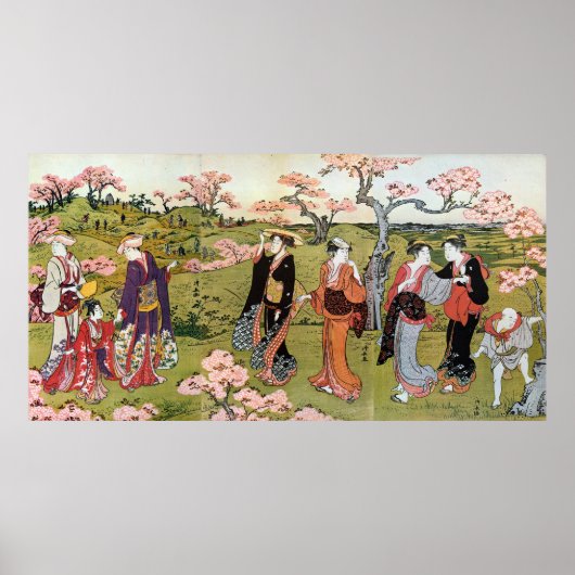 花 見, 清 Ventilator, Kiyonaga, Ukiyo-e Poster (Voorkant)