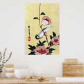 花 鳥, 広 Bird and Flower, Hiroshige, Ukiyo-e Poster (Keuken)
