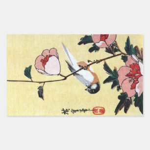 花 鳥, 広 Bird and Flower, Hiroshige, Ukiyo-e Rechthoekige Sticker