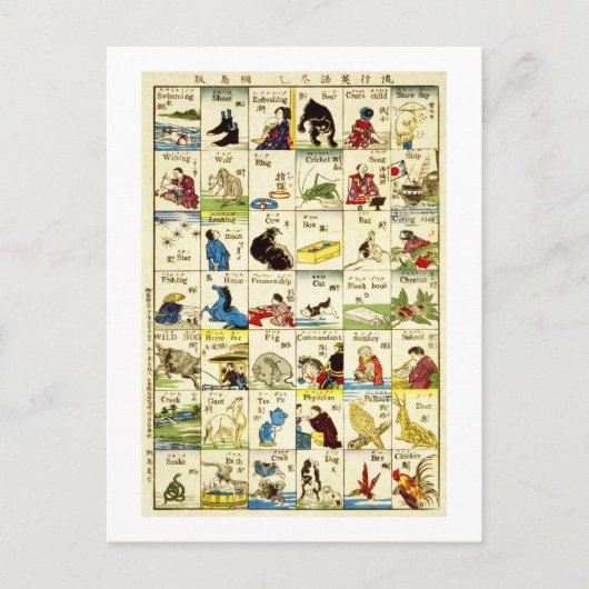 英 語, 亀 吉 Engelse woordenboek, Ukiyo-e Briefkaart (Voorkant)