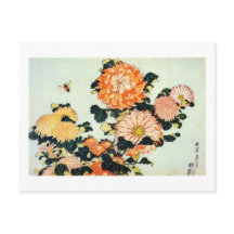 菊と蜂, 北斎 Chrysanthemum and Bee, Hokusai