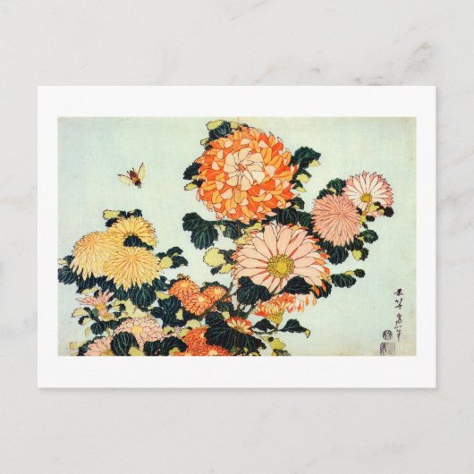 菊と蜂, 北斎 Chrysanthemum and Bee, Hokusai Briefkaart (Voorkant)
