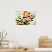 菊 蜂, 北 Chrysanthemum en Bee, Hokusai Poster (Keuken)