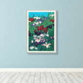 菖 蒲, Iris, Hasui Kawase, Woodcut Canvas Afdruk (Insitu (Houten vloer))