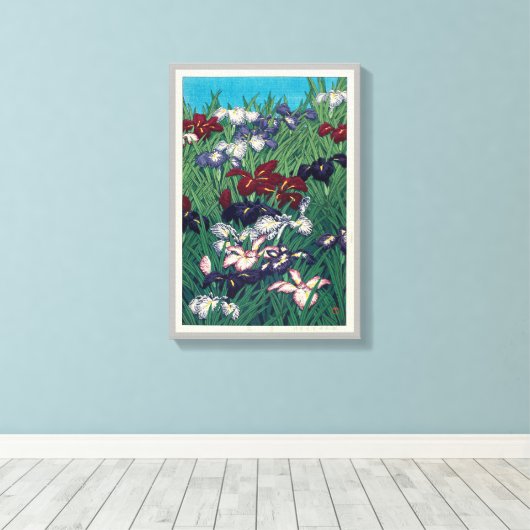 菖 蒲, Iris, Hasui Kawase, Woodcut Canvas Afdruk (Insitu (Houten vloer))