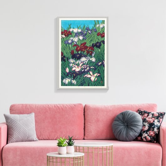 菖 蒲, Iris, Hasui Kawase, Woodcut Canvas Afdruk (Insitu (Woonkamer))