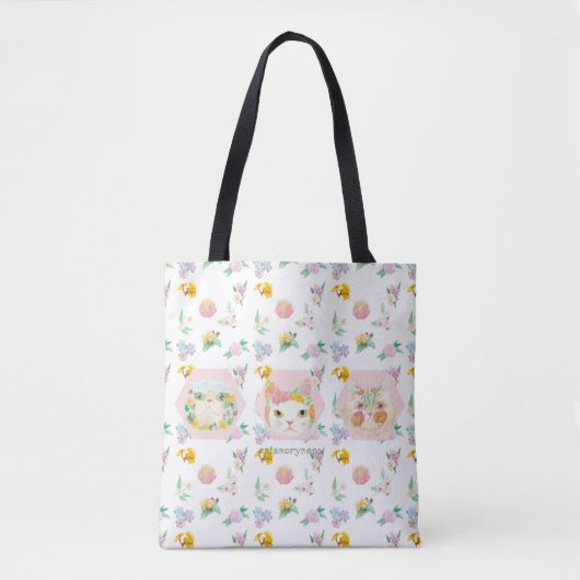 葩猫(flower cat/gato de flor) tote bag (Voorkant)