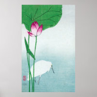 蓮 白 鷺, 小 原 Lotus & White heron, Koson, Ukiyo-e