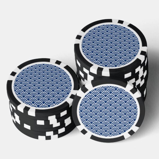 藍色の波小紋 POKER CHIPS (Opstapeling)