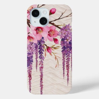 藤の花和紙の調べ ― 和モダン花柄 iPhone 15 CASE