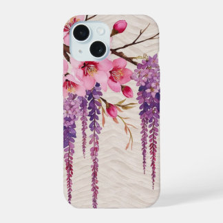 藤の花和紙の調べ ― 和モダン花柄 iPhone 15 CASE