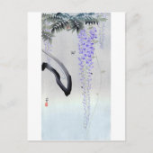 藤 の 花, 古 Drijvende Wisteria, Ohara Koson, Woodcut Briefkaart (Voorkant)