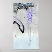 藤 の 花, 古 Drijvende Wisteria, Ohara Koson, Woodcut Poster (Voorkant)