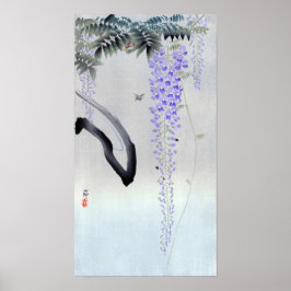 藤 の 花, 古 Drijvende Wisteria, Ohara Koson, Woodcut Poster