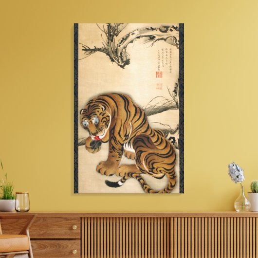 虎図, 若冲 Tijger, Jakuchu, Japan Kunst Canvas Afdruk (Insitu (Woonkamer))