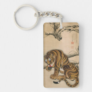 虎 図, 若 Tiger, Jakuchu, Japan Art Sleutelhanger