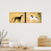 語 van de Japanse 日: 唐 図 Dogs uit Europa met twee p Poster (Keuken)