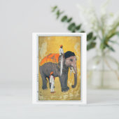 象, Elephant, Hiroshi Yoshida, Woodcut Briefkaart (Staand voorkant)