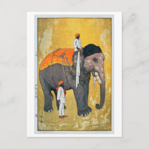 象, Elephant, Hiroshi Yoshida, Woodcut Briefkaart