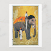象, Elephant, Hiroshi Yoshida, Woodcut Briefkaart (Voorkant)