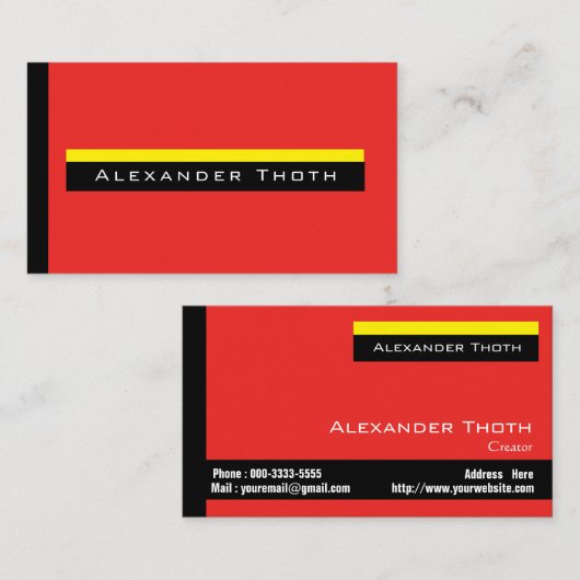 赤と黄色と黒のカッコいいデザイン VISITEKAARTJE (Voorkant / Achterkant)