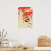 赤 蔦 鳥, 古 邨 op Red Ivy, Koson, Ukiyo-e Poster (Keuken)