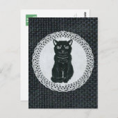 越後(日本国新潟県)の黒猫・切り絵 Postcard Briefkaart (Voorkant / Achterkant)