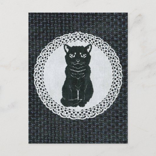 越後(日本国新潟県)の黒猫・切り絵 Postcard Briefkaart (Voorkant)