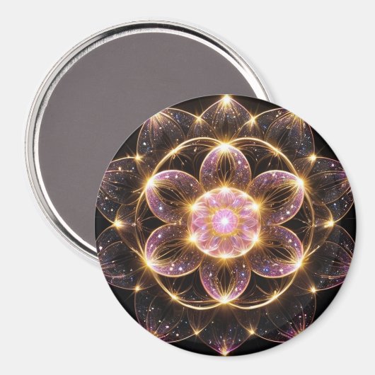 輝くピンクの華マグネット MAGNEET (Voorkant / Achterkant)