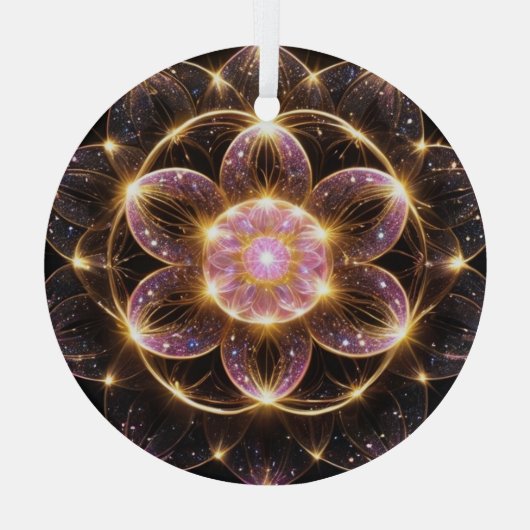 輝くピンクの華 GLAS ORNAMENT (Achterkant)