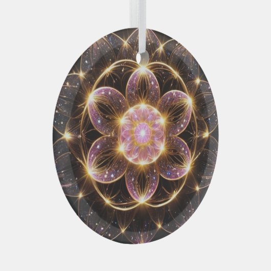 輝くピンクの華 GLAS ORNAMENT (Voorkant Rechts)