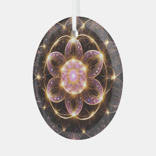 輝くピンクの華 GLAS ORNAMENT (Voorkant links)