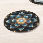 輝く青い花（曼陀羅） RONDE KARTONNEN ONDERZETTER (Gebogen)