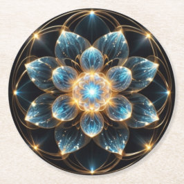 輝く青い花（曼陀羅） RONDE KARTONNEN ONDERZETTER