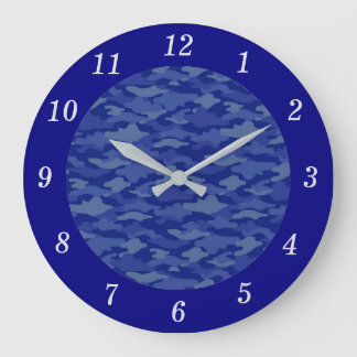 迷彩 ブルー ラウンド壁時計 GROTE KLOK