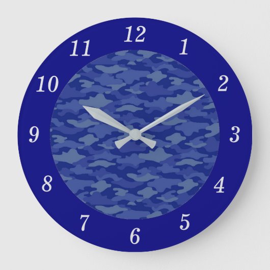迷彩　ブルー  ラウンド壁時計 GROTE KLOK (Voorkant)