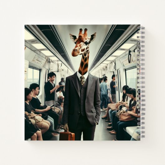 通勤中のマヌルネコ＆キリン NOTITIEBOEK (Achterkant)